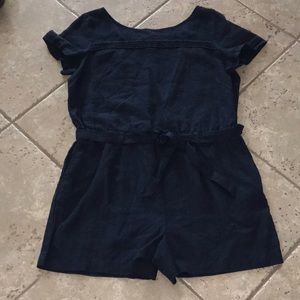 Loft Navy Blue Linen Romper